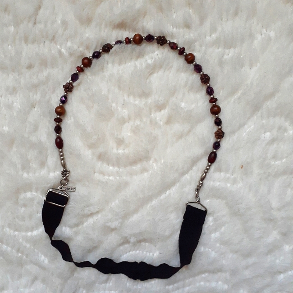 Lilla Rose Hairband Beaded Brown Flower Beads Adjustable Comfort Hair Band